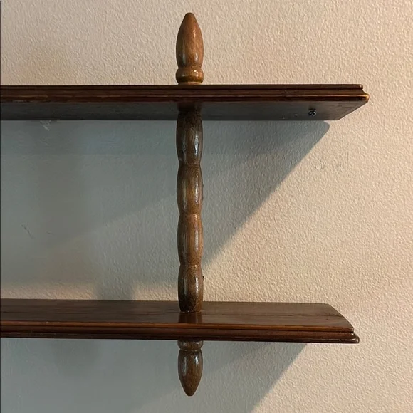 VTG MCM 2-Tier Turned Wood Spindle Wall Shelf - Picture 3 of 6